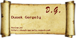 Dusek Gergely névjegykártya